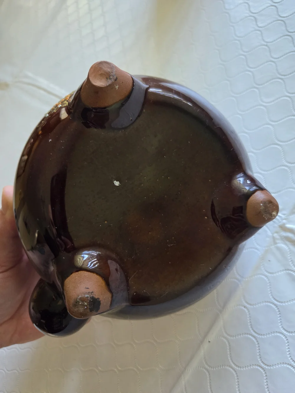 Vintage Black Floral Ceramic Teapot Overhead Metal Handle Tea Pot Cottagecore